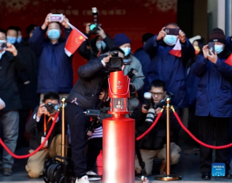 Olympic flame for 2022 Beijing Winter Olympics on display at Shougang Park