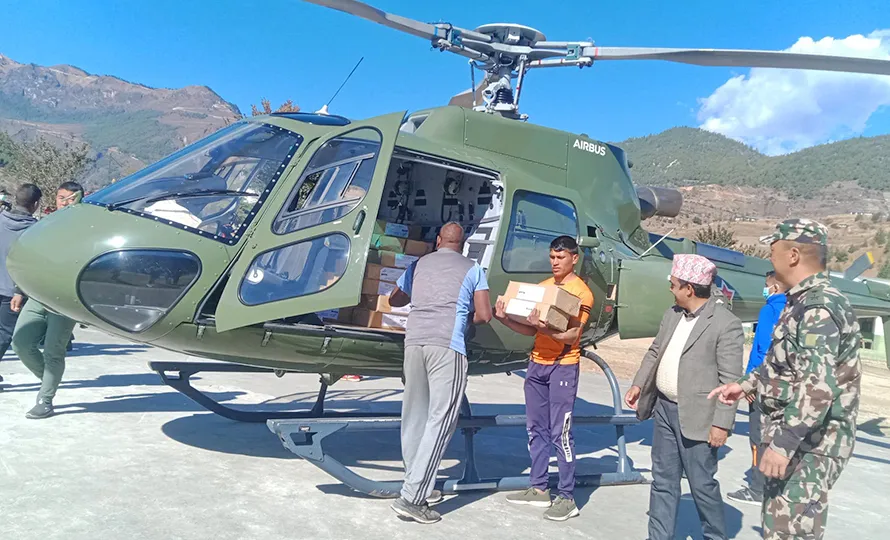 Red cross distributes relief materials