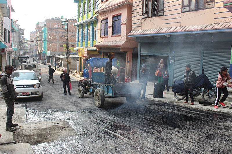 Imadol-Lamatar road construction in the final stage