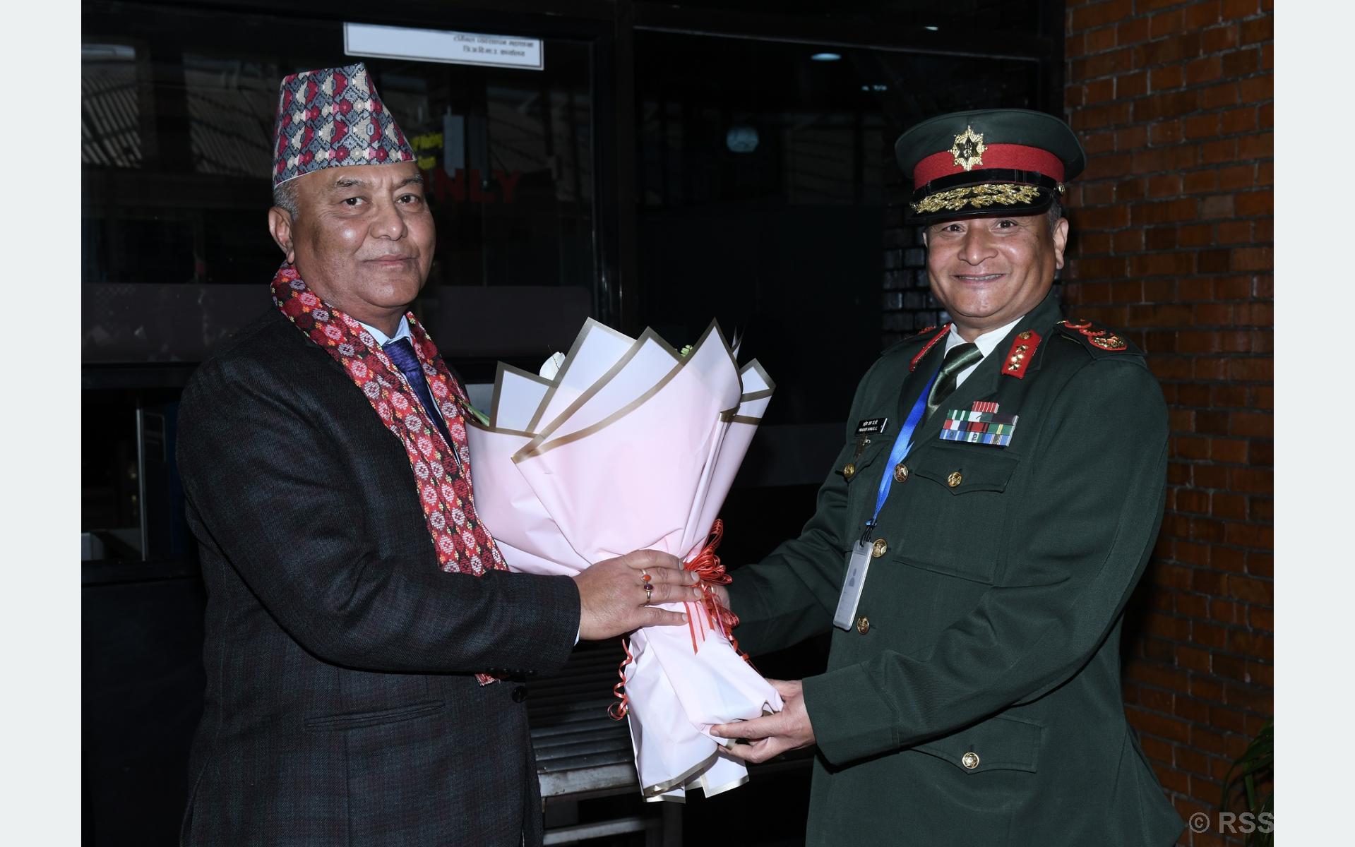 CoAS Sigdel returns home