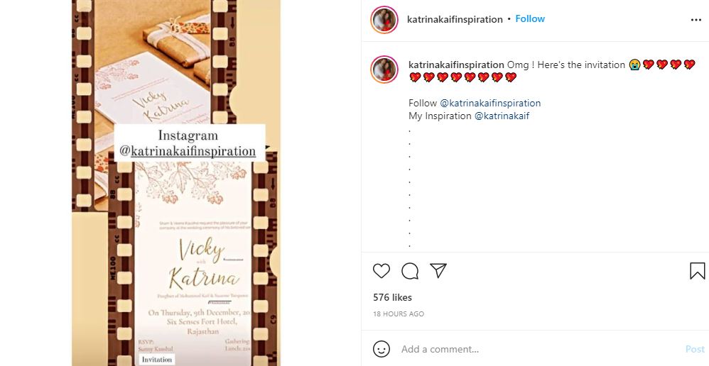 Vicky Kaushal, Katrina Kaif’s wedding card goes viral