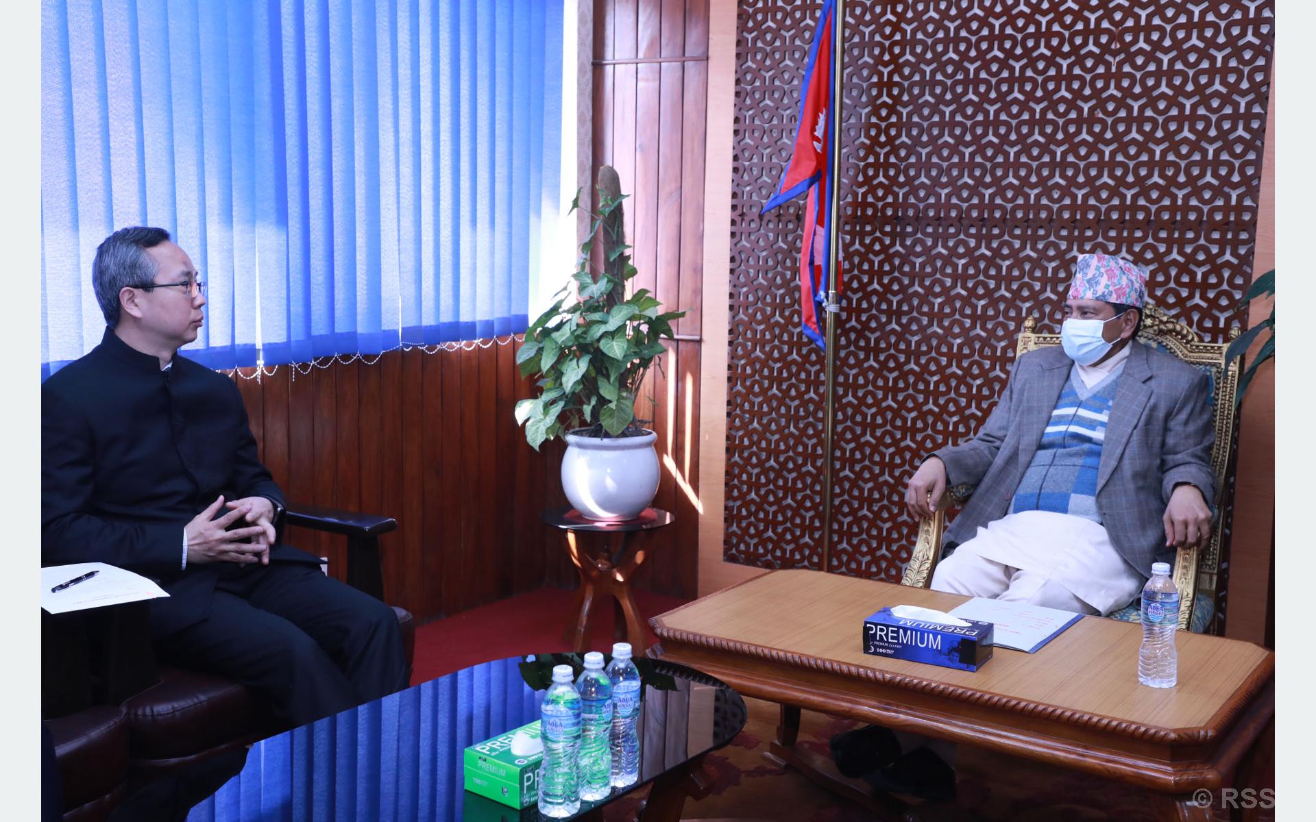 Chinese ambassador calls on DPM Shrestha