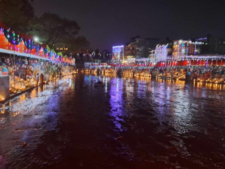 Ponds being decorated for Chhath festival