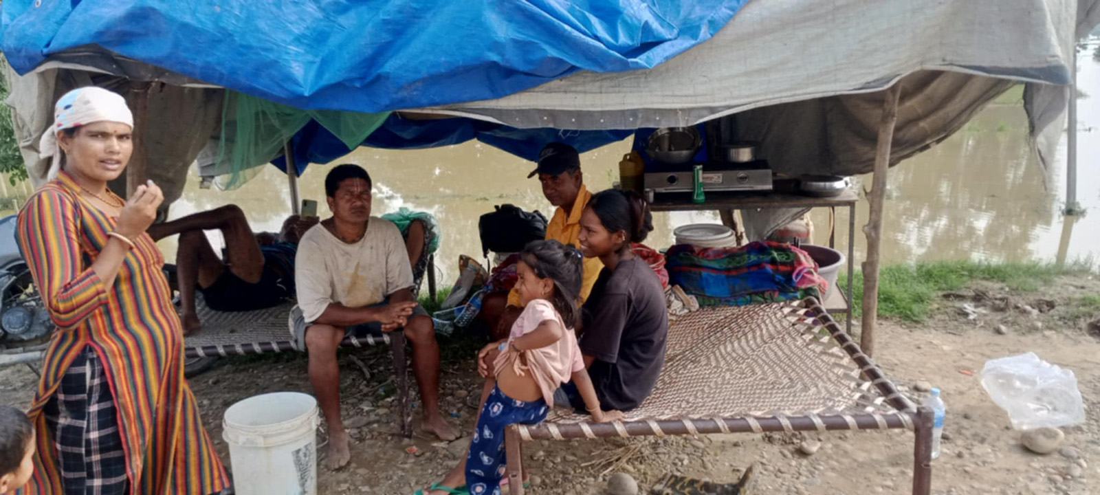 Flood victims living in tents