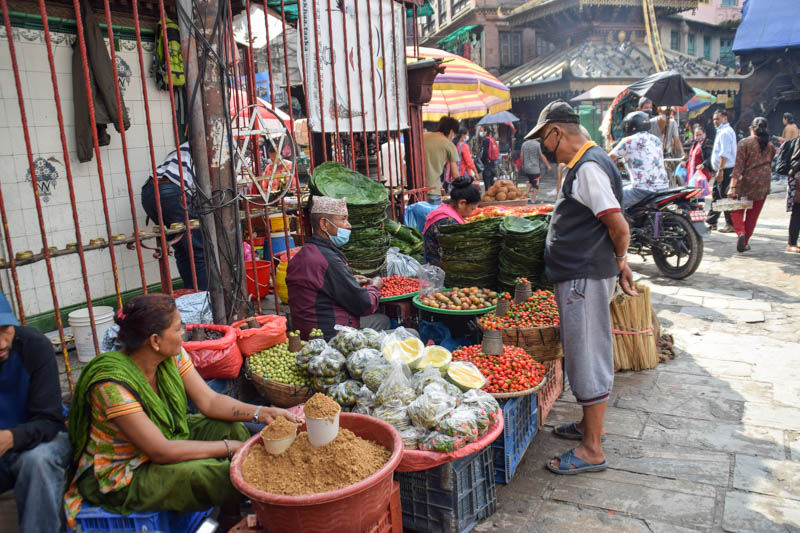 Glimpses of street vendors at Asan in the morning