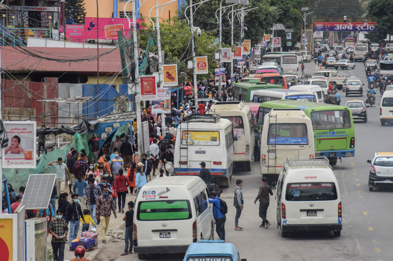 Traffic jam on Dumre-Bensisahar road section