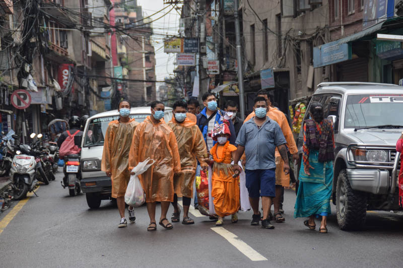 A glimpse of people celebrating Gaijatra in Kathmandu Valley