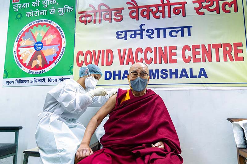 Tibetan spiritual leader Dalai Lama gets vaccine shot