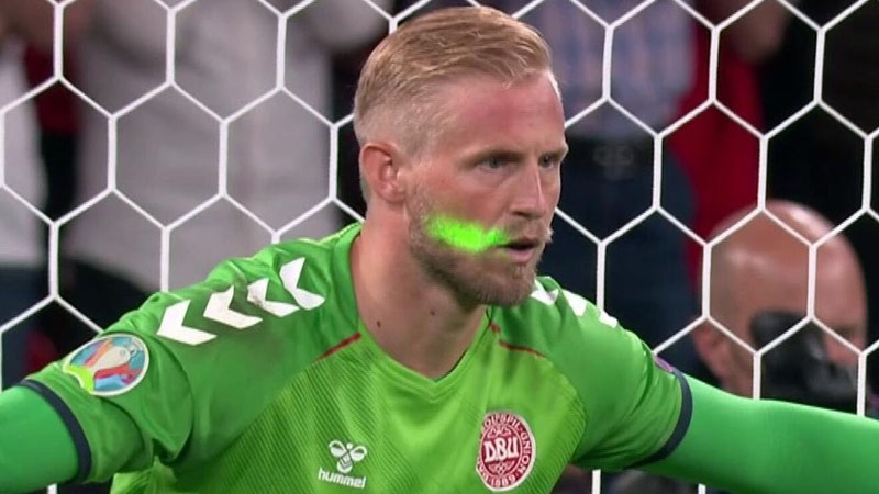 England to face thorough investigation from UEFA as laser shown at Denmark goalkeeper Schmeichel