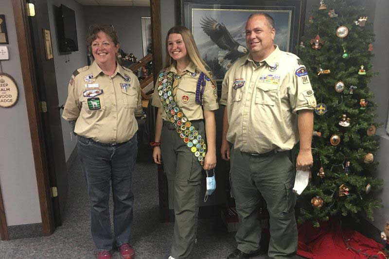 Boy Scouts celebrate the first group of female Eagle Scouts