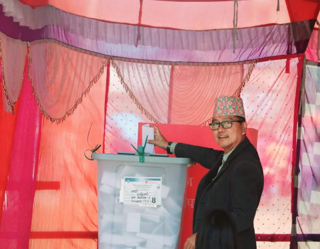 RPP President casts vote from Jhapa