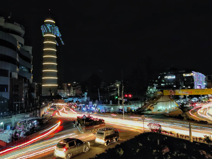 Glimpses of Dharahara with lights