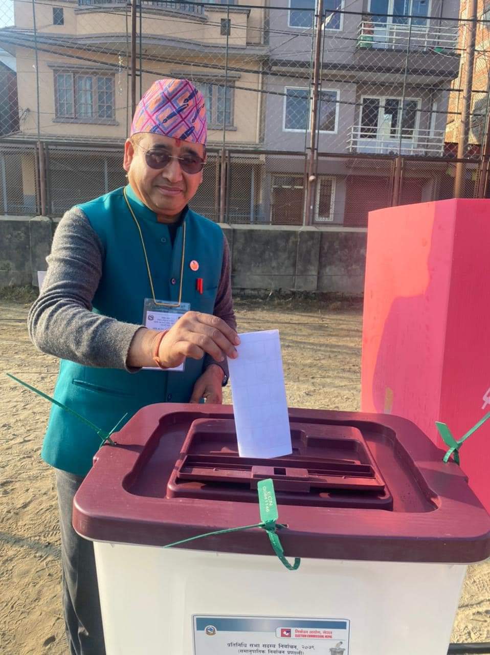 Tourism Minister casts vote in Swayambhu