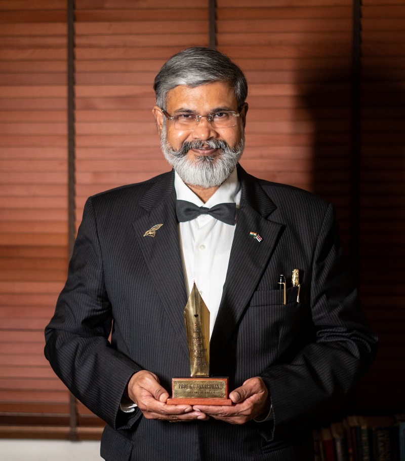 Inked Happiness honours Professor Janardhan with lifetime achievement award