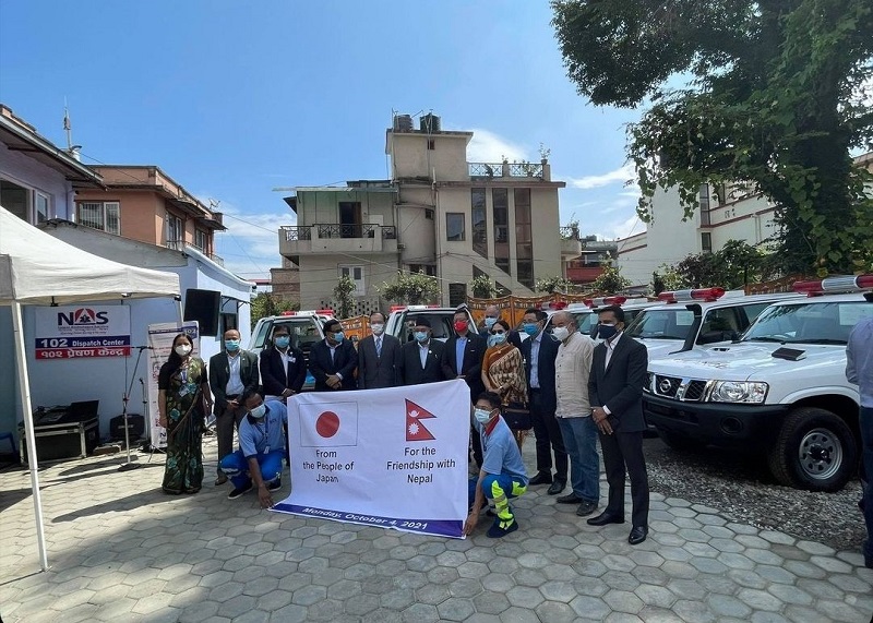 Japan govt donates six ambulances to Nepal