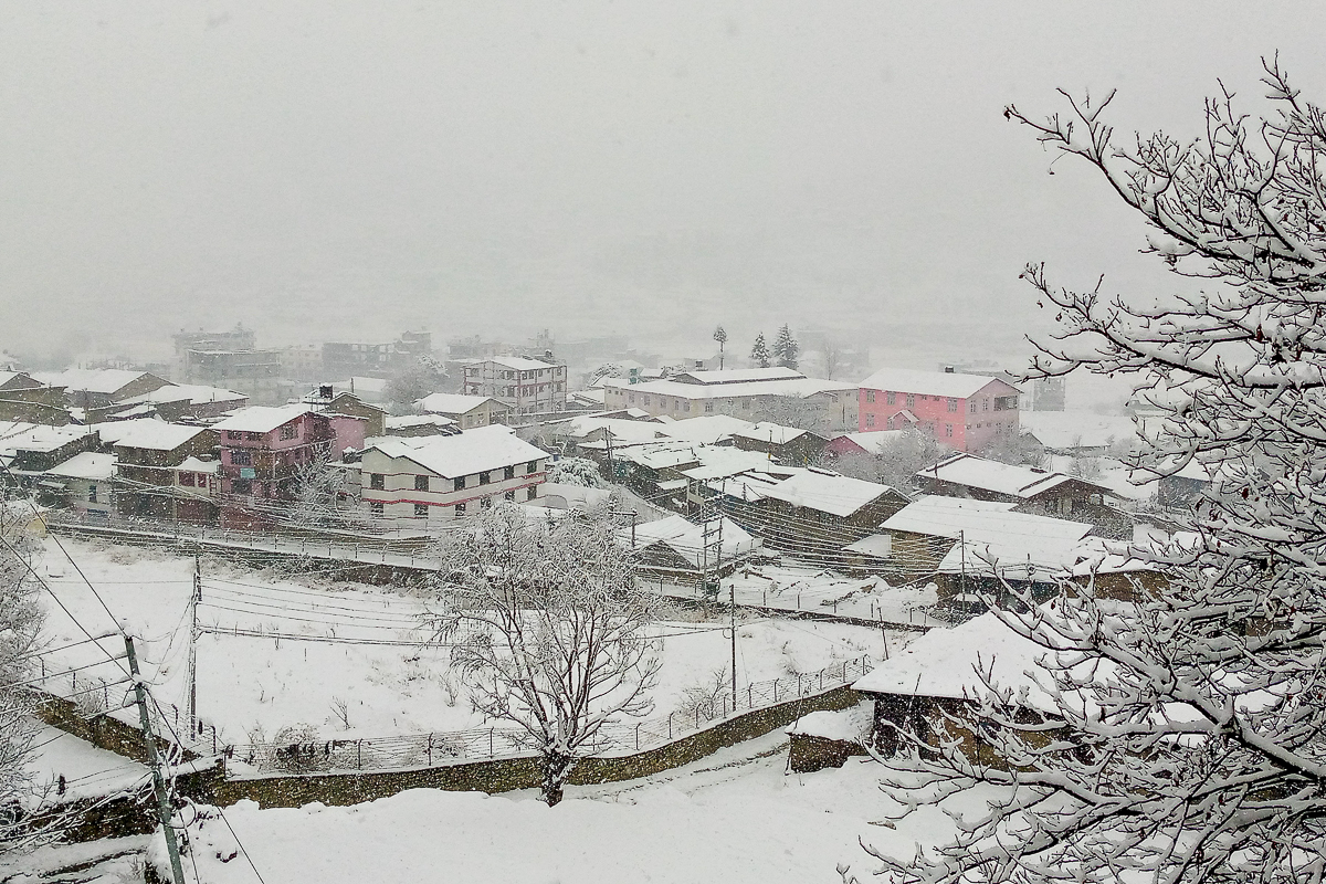 Snowfall in high altitude of Taplejung including Pathibhara