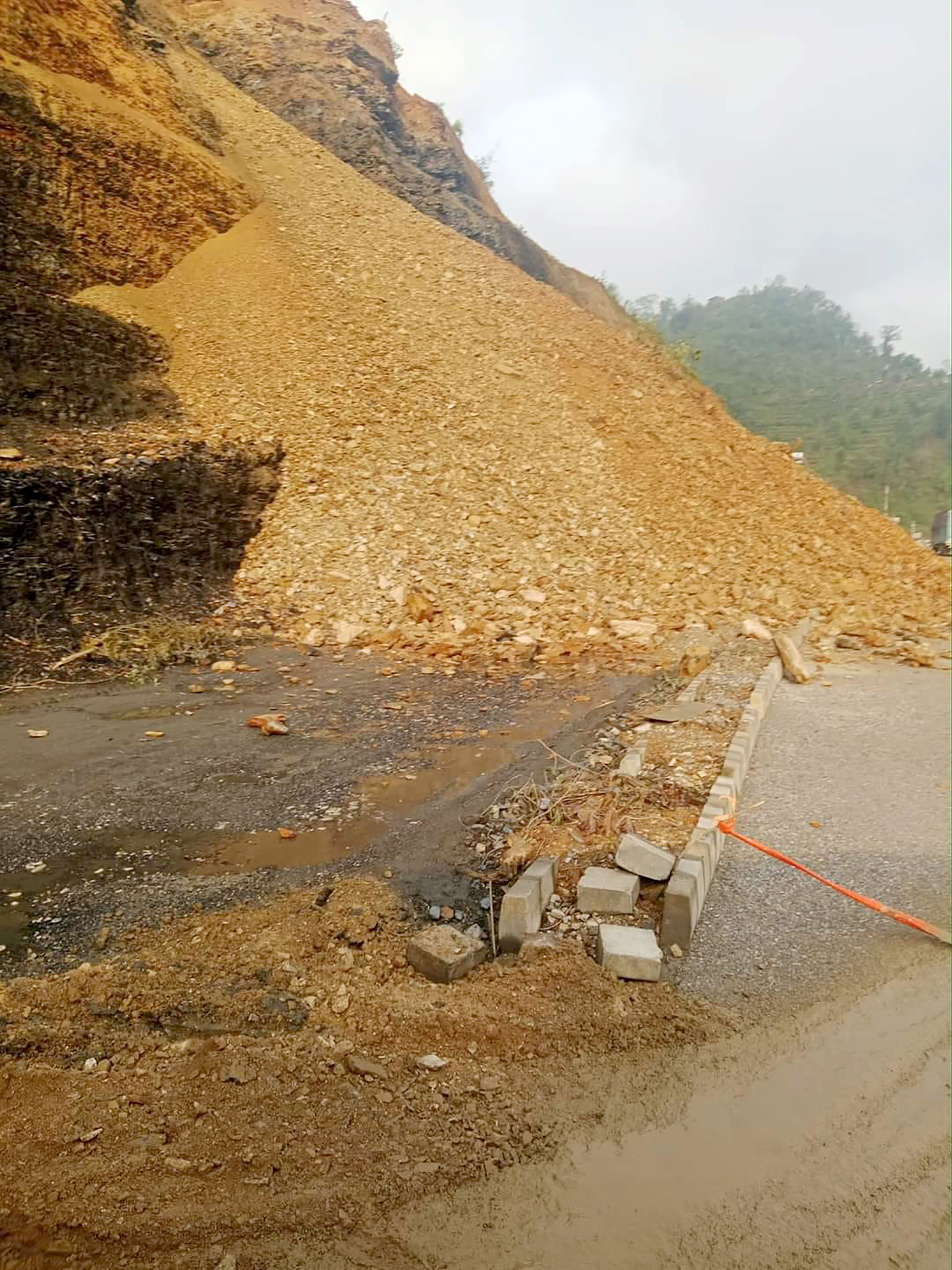 A landslide on the highway