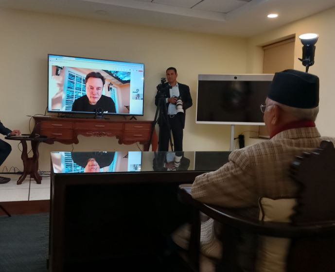 PM Oli and Elon Musk hold virtual talks