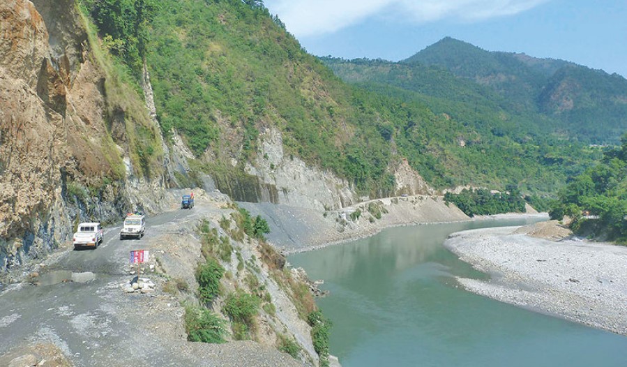 Kaligandaki corridor road closed due to landslide