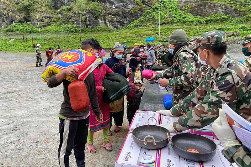 Relief materials supplied to the victims of flood in Taplejung