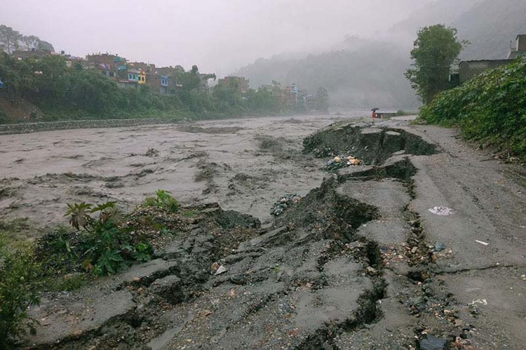 Flood, landslide disrupt roads in Bhojpur