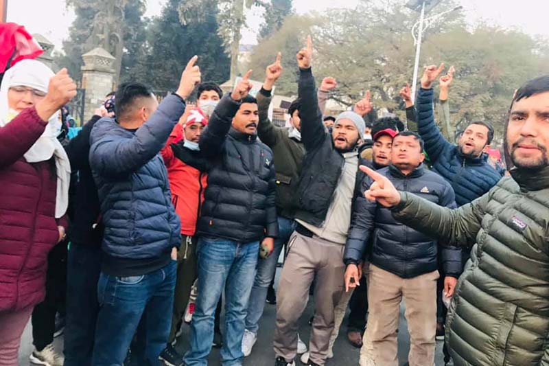 Student wings of opposition parties protest in Exhibition Road