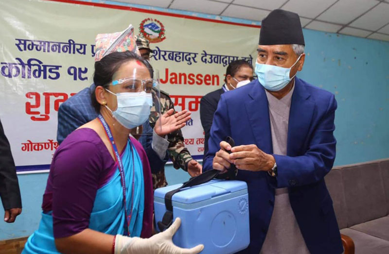 PM Deuba inaugurates Janssen vaccination drive in Jorpati