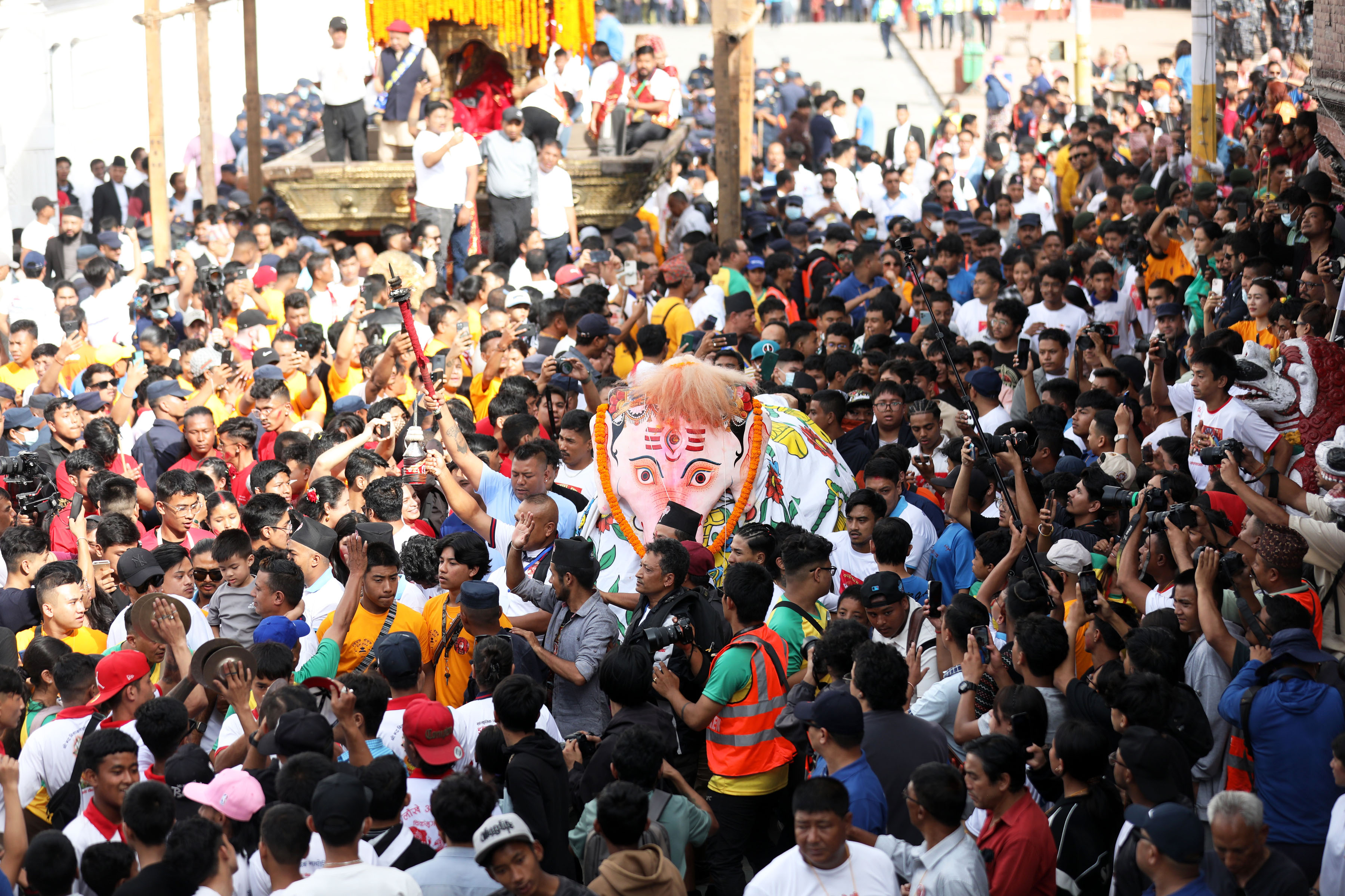 The chariot of Indrajatra begins