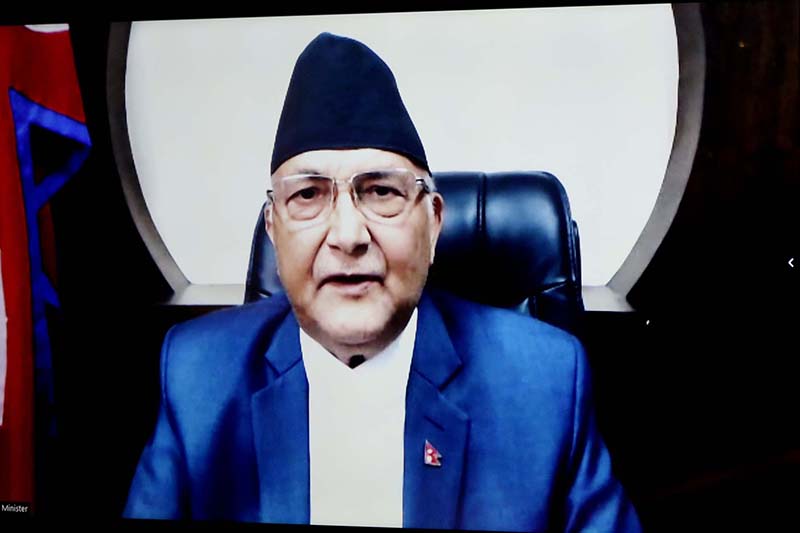 PM Oli lays foundation stone for 165 road projects