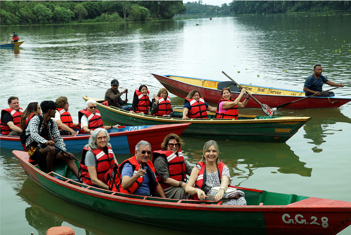 Glimpses of tourist enjoying boating in Pokhara