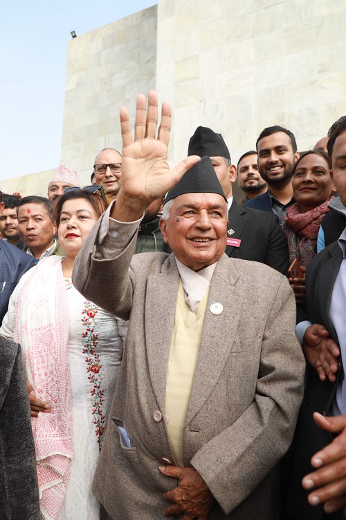 President-elect Paudel visits Bhattarai Ashram