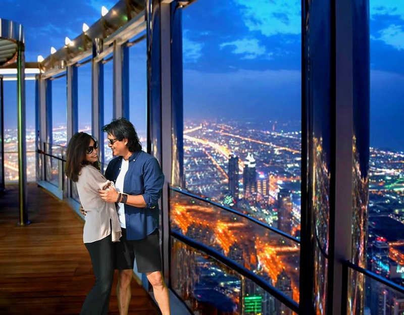 Rajesh Hamal and his wife in Burj Khalifa