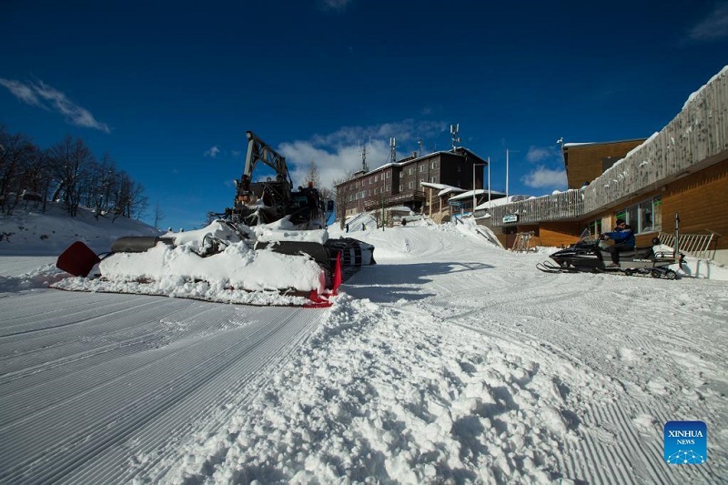 Skiers seen at Vogel ski center as Slovenia enters ski season