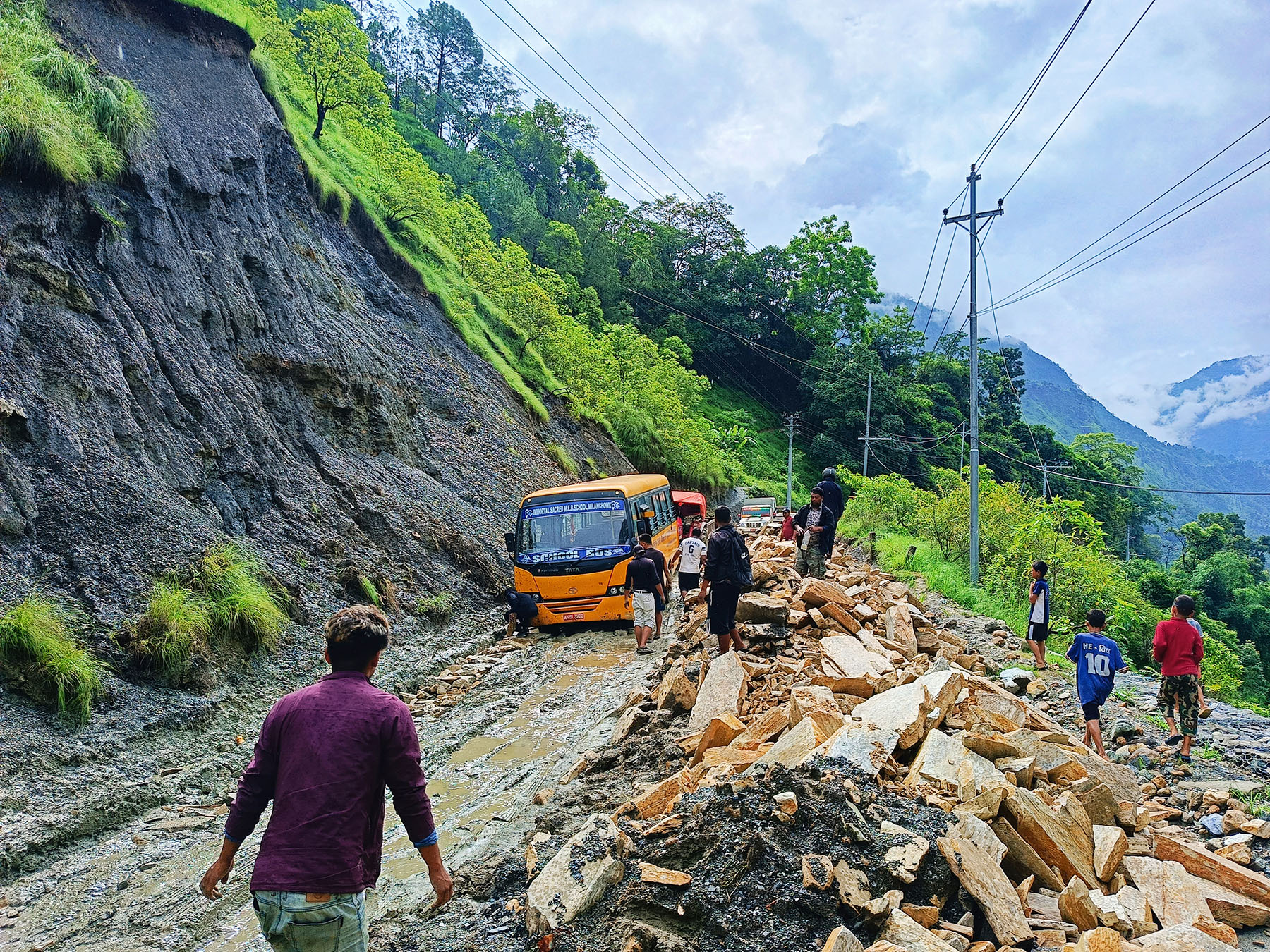 Vehicles stuck in mud