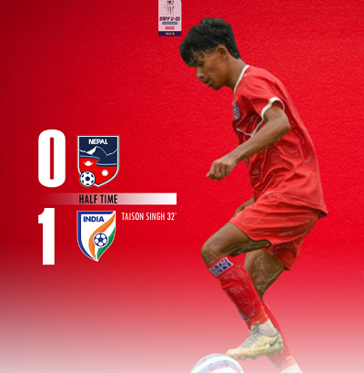 SAFF U20 Live Updates: Half time score Nepal – 0  India -1