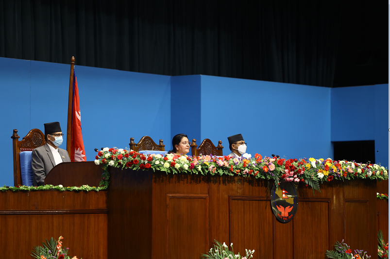 President Bhandari presents government policies and programs