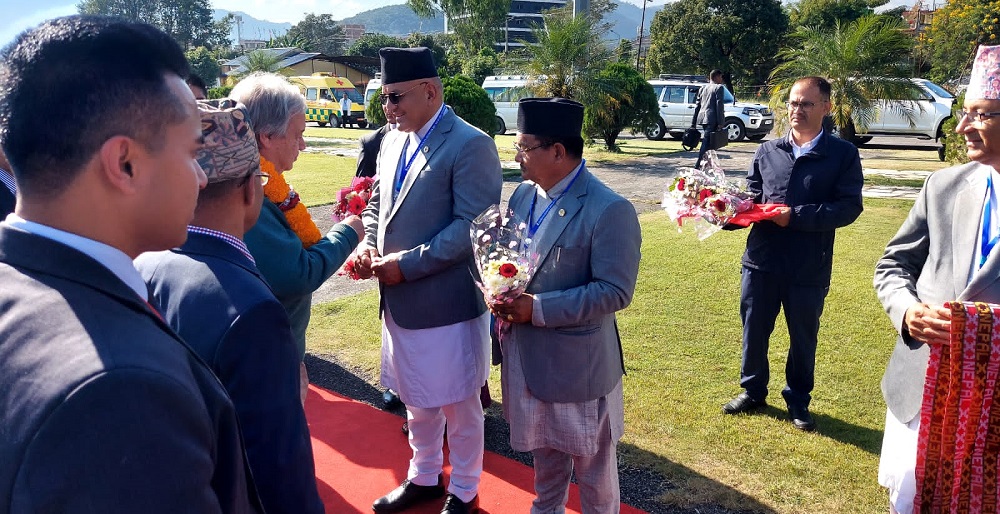 UN Secretary-General lands in Pokhara