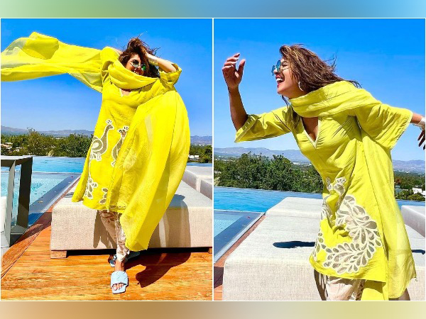 Priyanka Chopra looks blissful in yellow kurta set