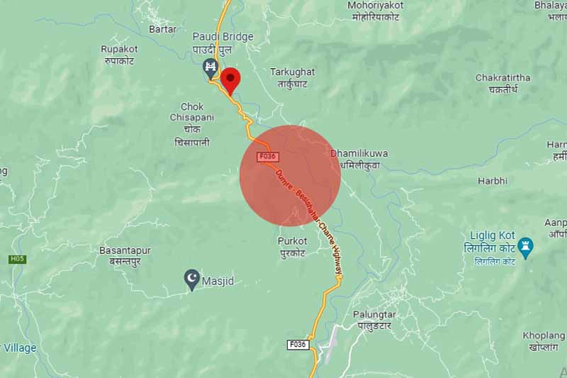 Dumre-Bensisahar roadway obstructed by landslide