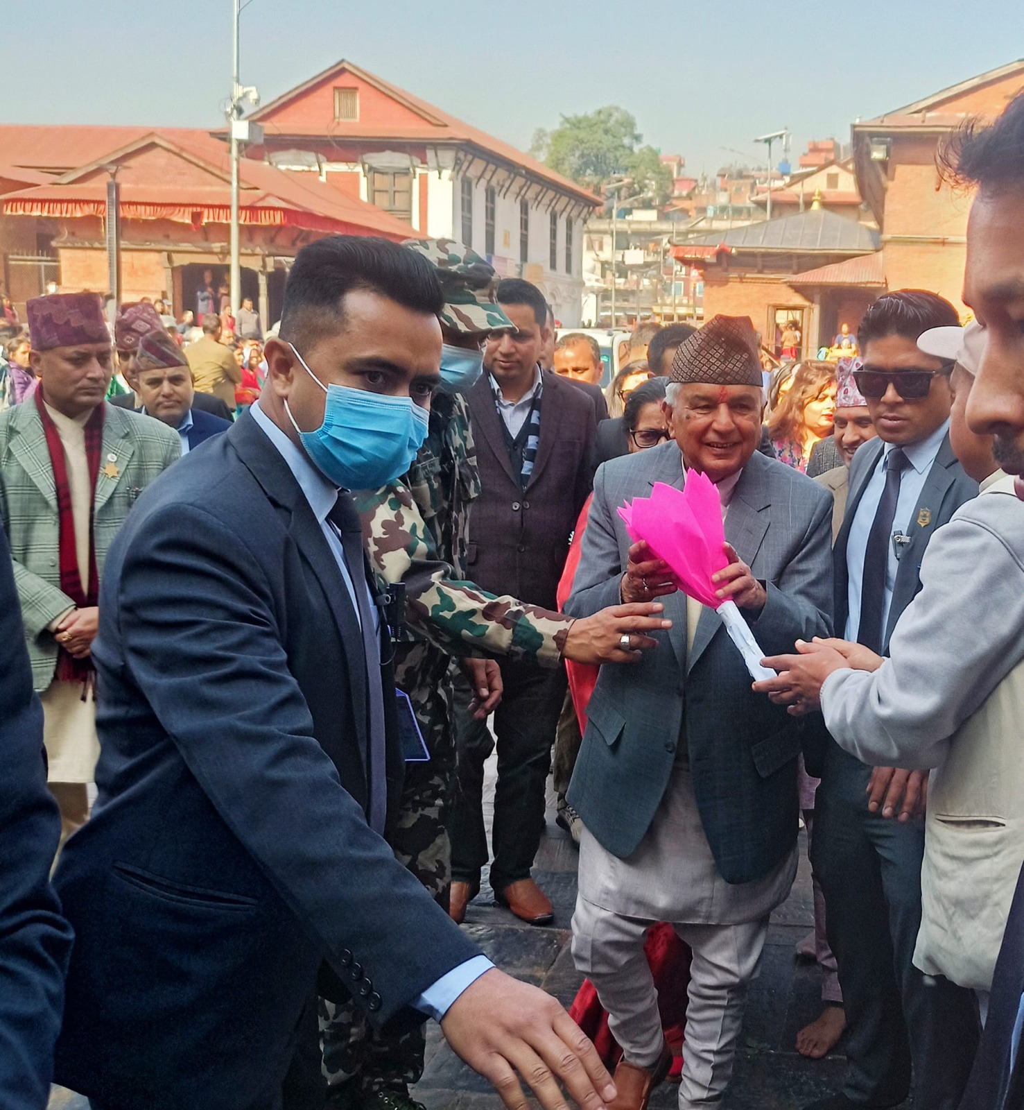 Worship at Pashupatinath by newly elected President Paudel