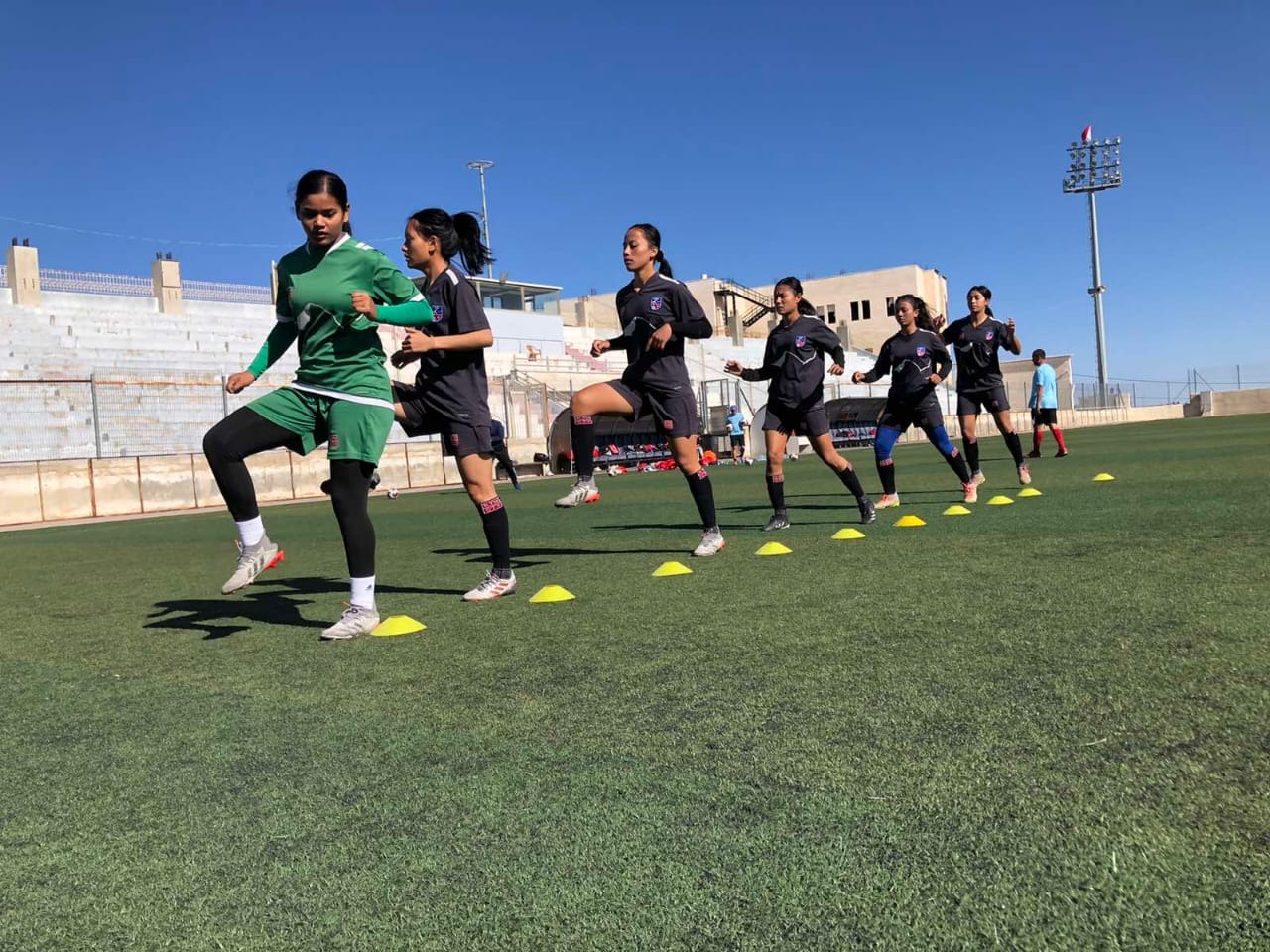 U20 Nepali women’s football team practicing