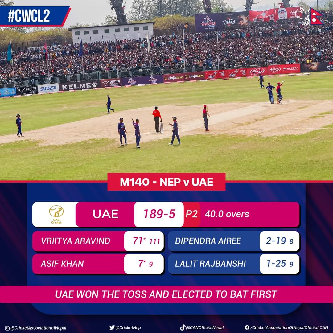 ICC League-2 update: End of 40 overs