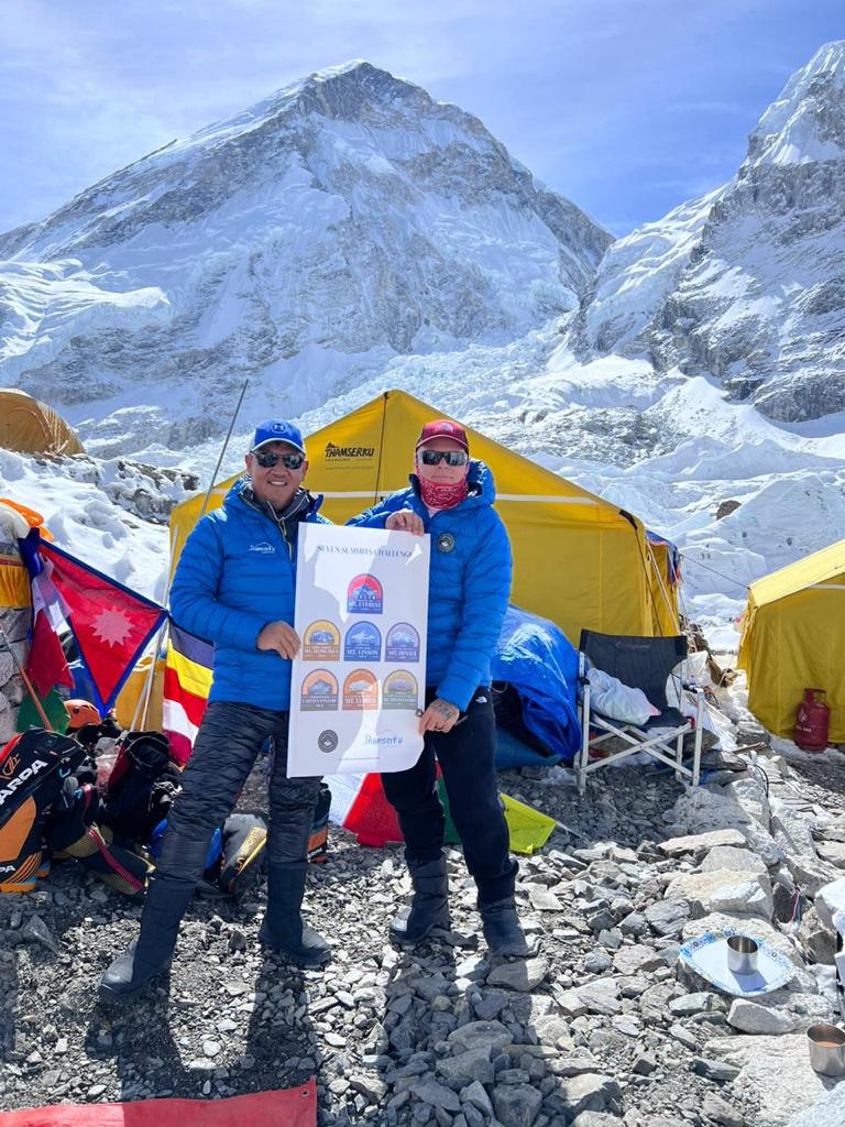 Senior tourism entrepreneur Sherpa in second camp after success on Mt.Everest