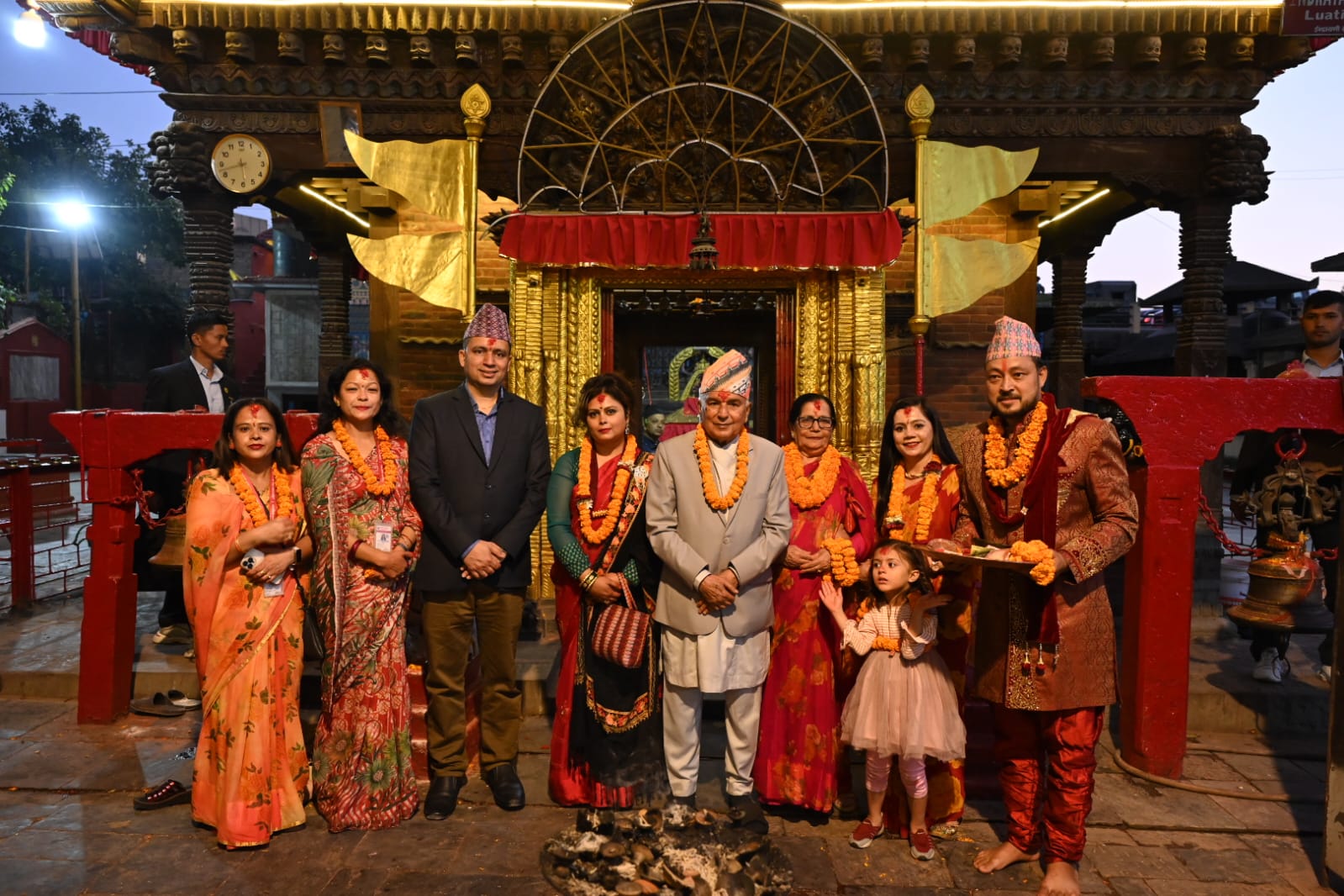 President Paudel offers worships at different shrines on Maha Astami