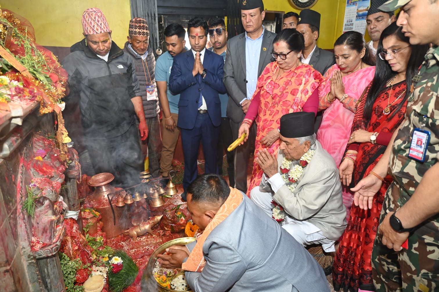 President Ramchandra Paidel offered prayers at Sapnatirtha temple