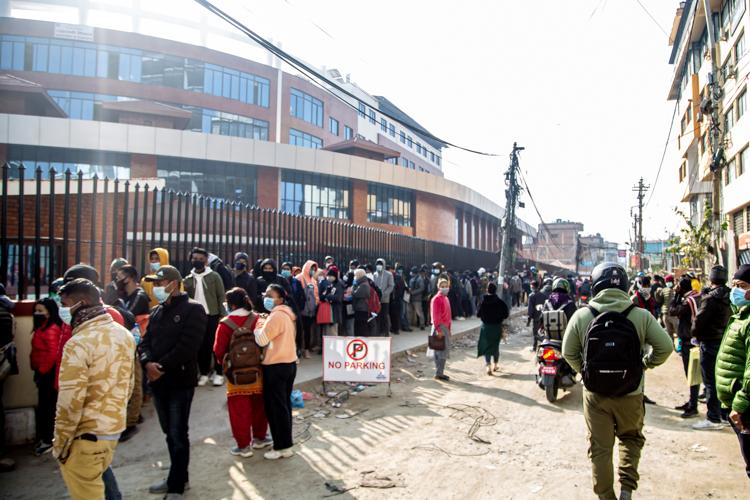 Long line outside Department of Passport