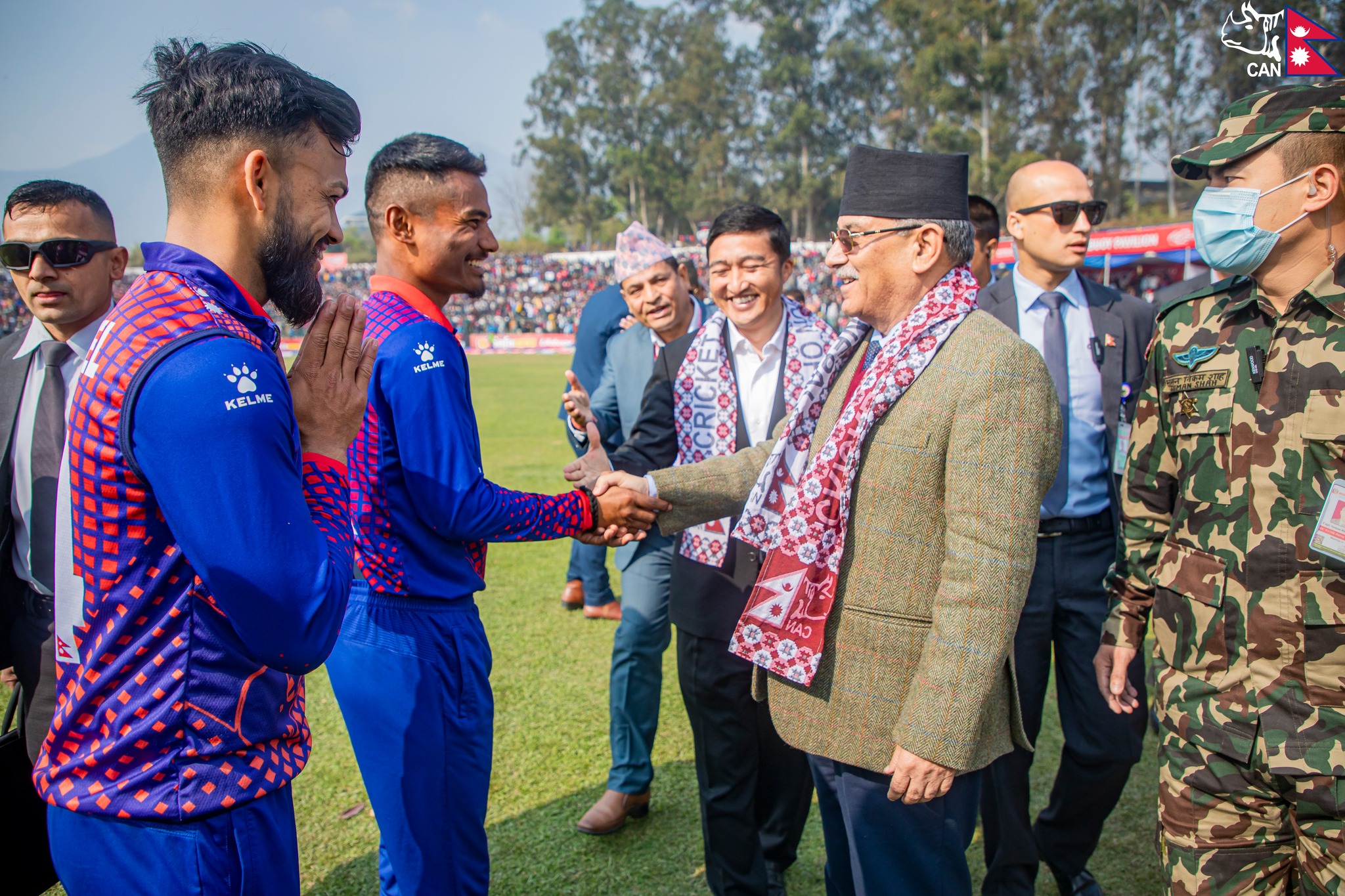 Prime Minister Dahal at cricket ground