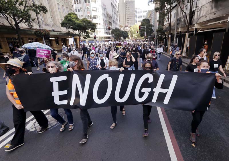 Australians rally at Parliament to demand justice for women