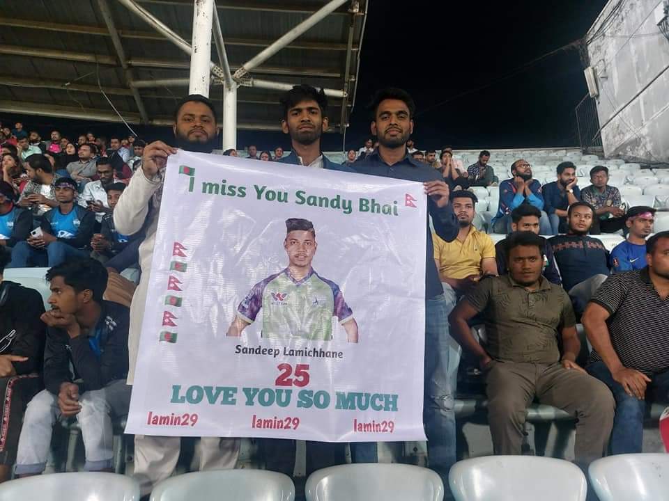 Cricketer Lamichhane’s supporters in Bangladesh