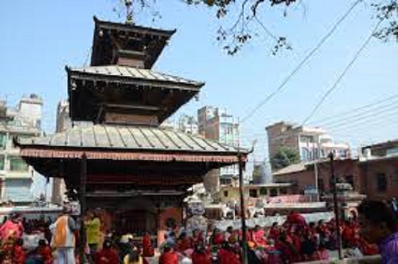 Balkumari temple being reconstructed